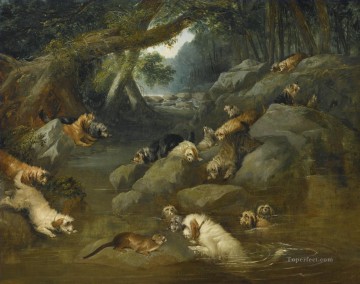カワウソ狩り フィリップ・ライナグルの動物 Oil Paintings